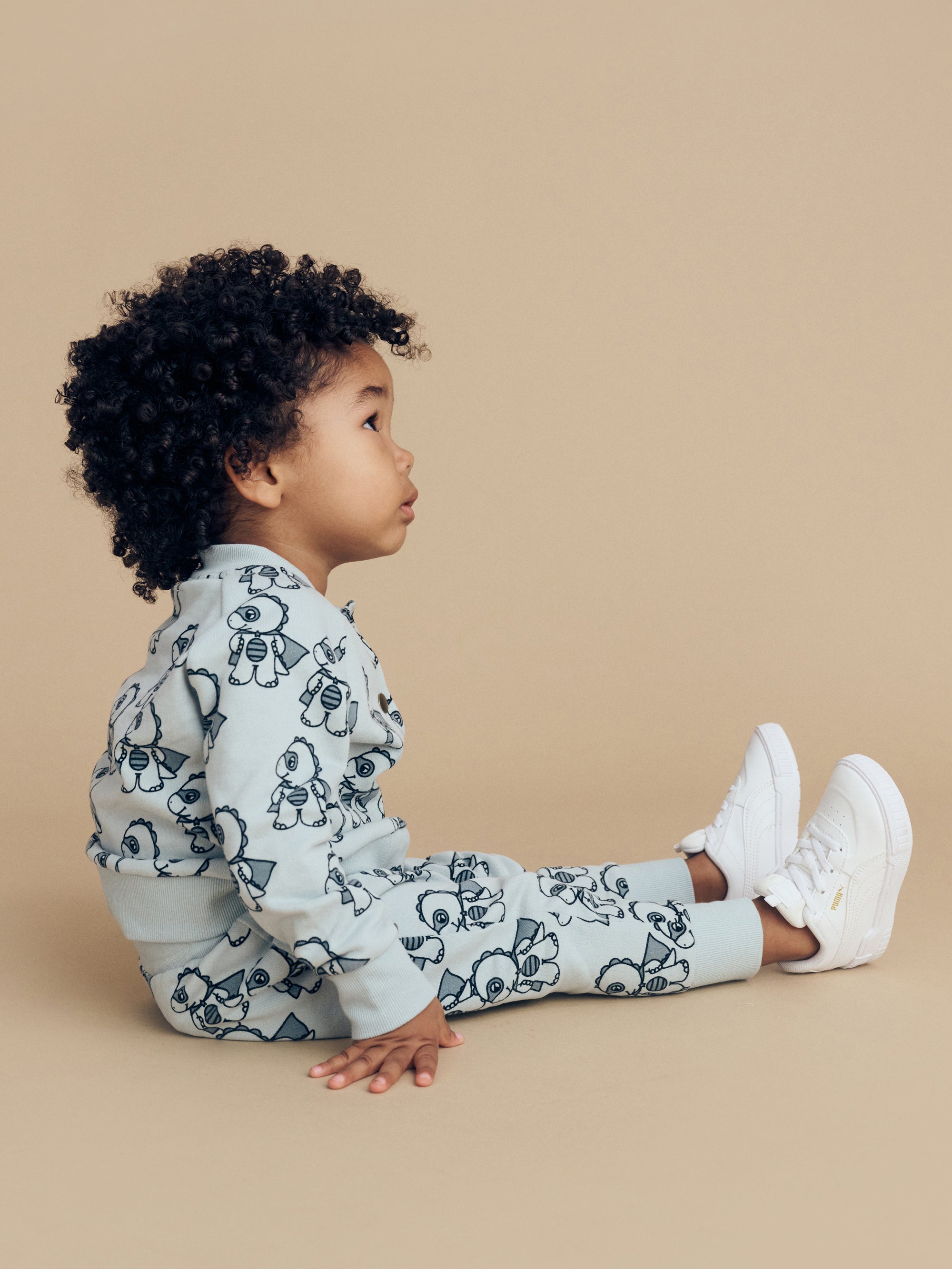 Huxbaby Dino Hero Terry Bomber Jacket Slate in Blue