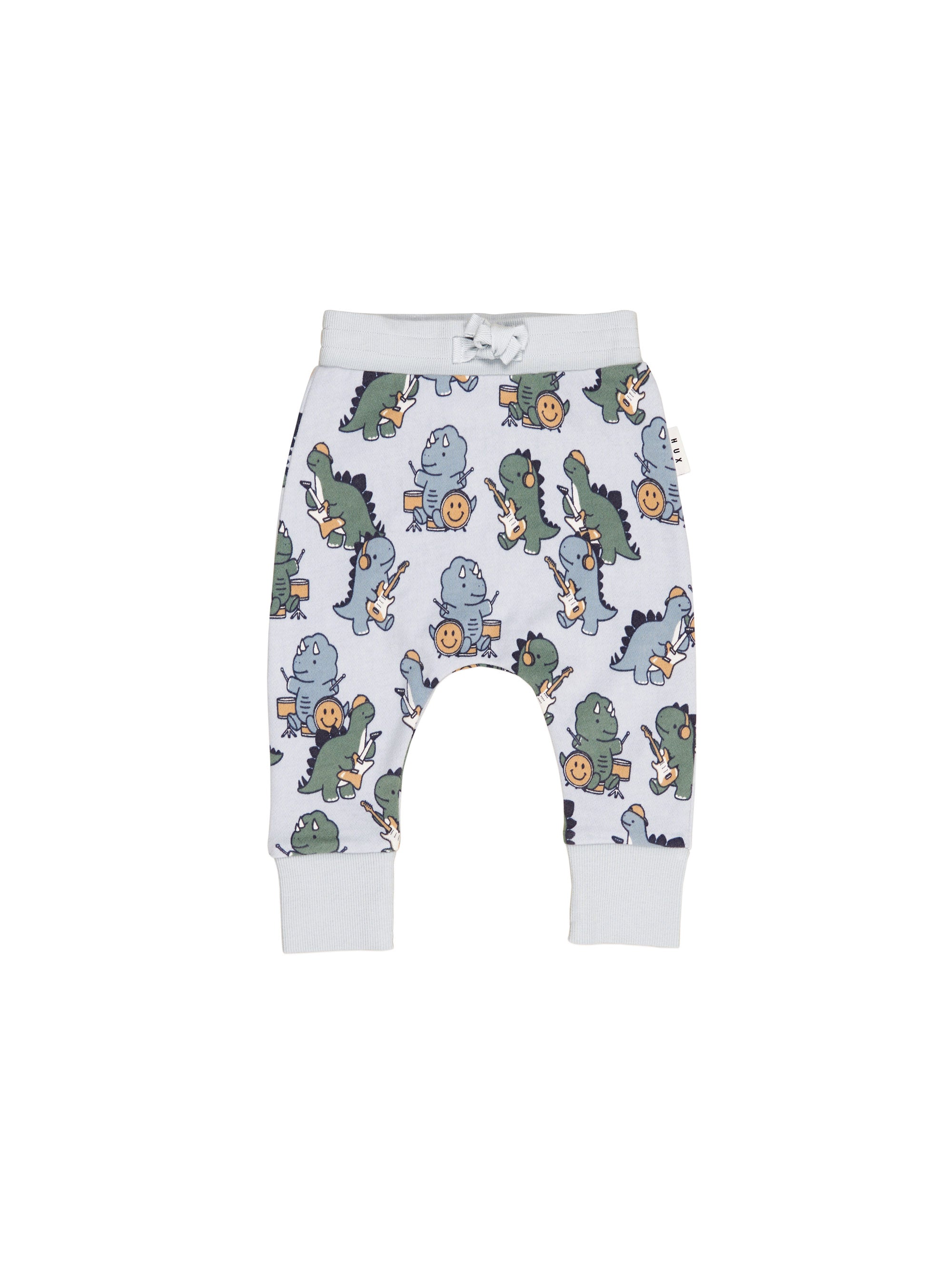 Huxbaby Dino Band Drop Crotch Pant Slate in Blue