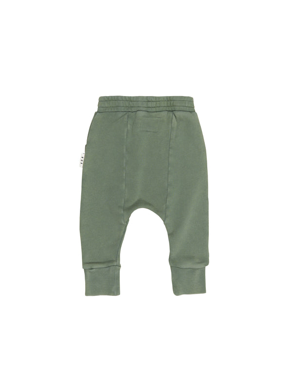Huxbaby Vintage Green Drop Crotch Pant in Washed Green
