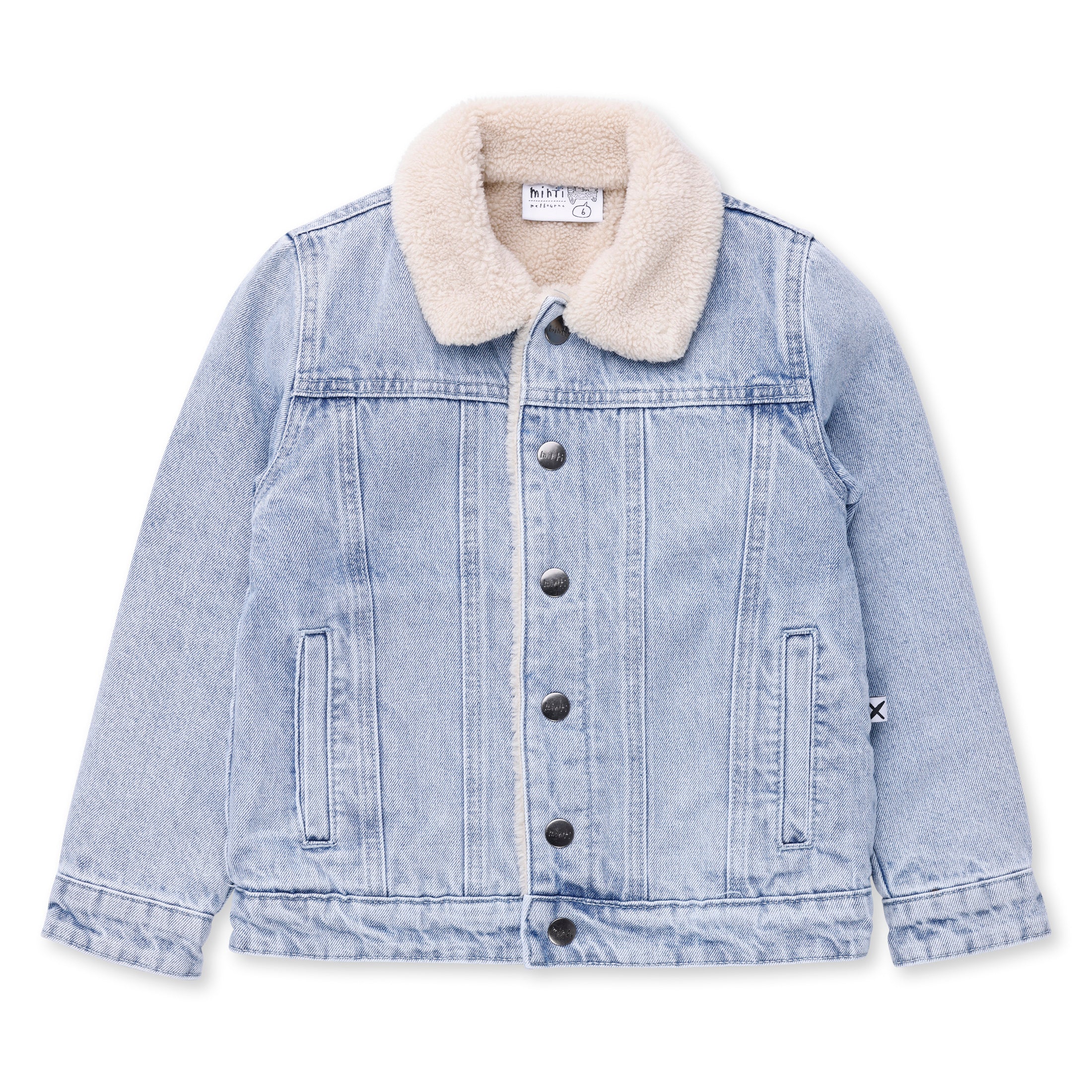 Minti Diamond Denim Bomber Jacket in Blue Denim