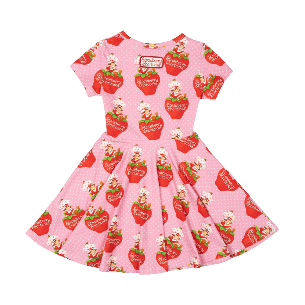 Rock Your Baby strawberry delight SS waisted dress in Pink