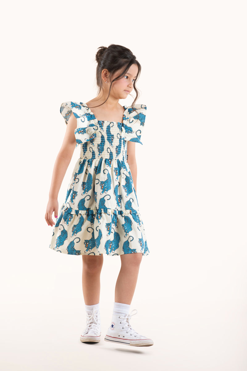 Rock your baby go tiger shirred dress in multi colours