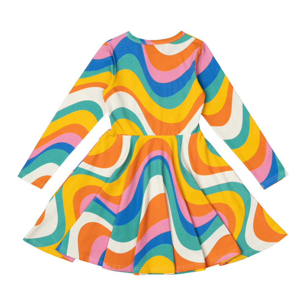 Rock Your Baby into the groove LS Waisted Dress in rainbow