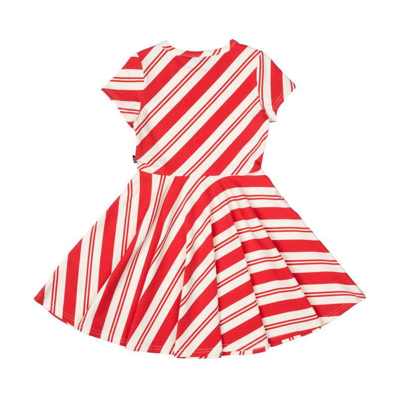 Rock Your Baby Candy Cane Stripe Waisted Dress Red in Red & Cream