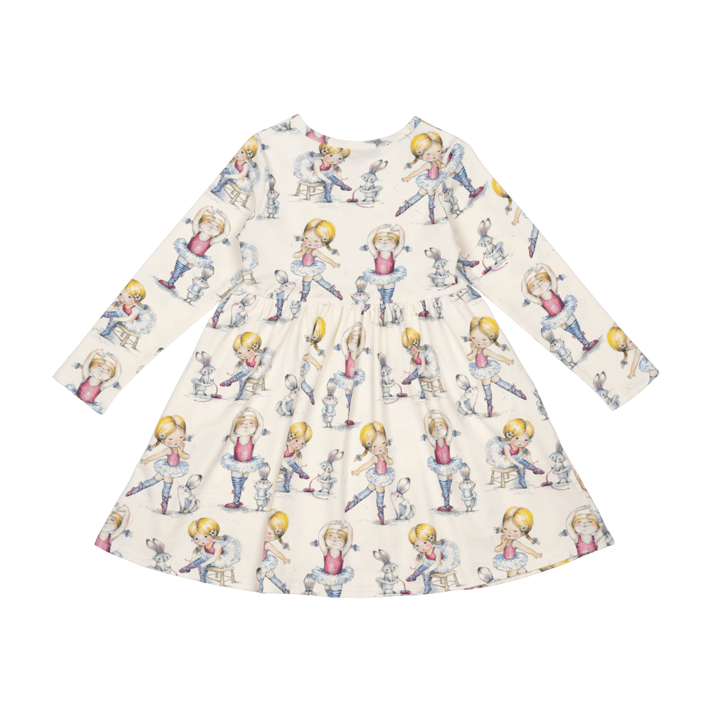 Rock Your Baby Dancers LS high waisted Dress in Cream