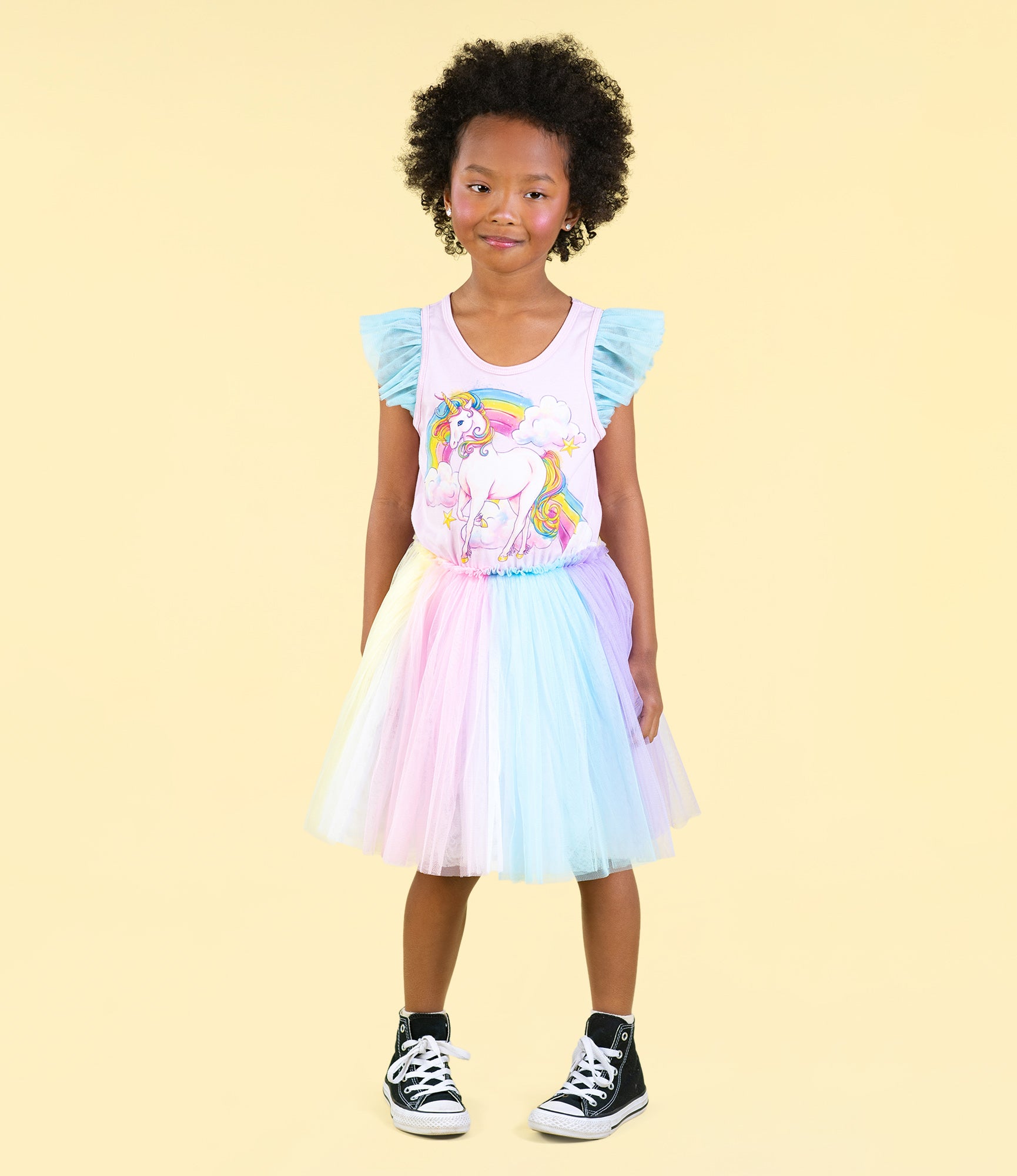 Rock Your Baby Unicorn Rainbow Singlet Circus Dress Rainbow in Multi