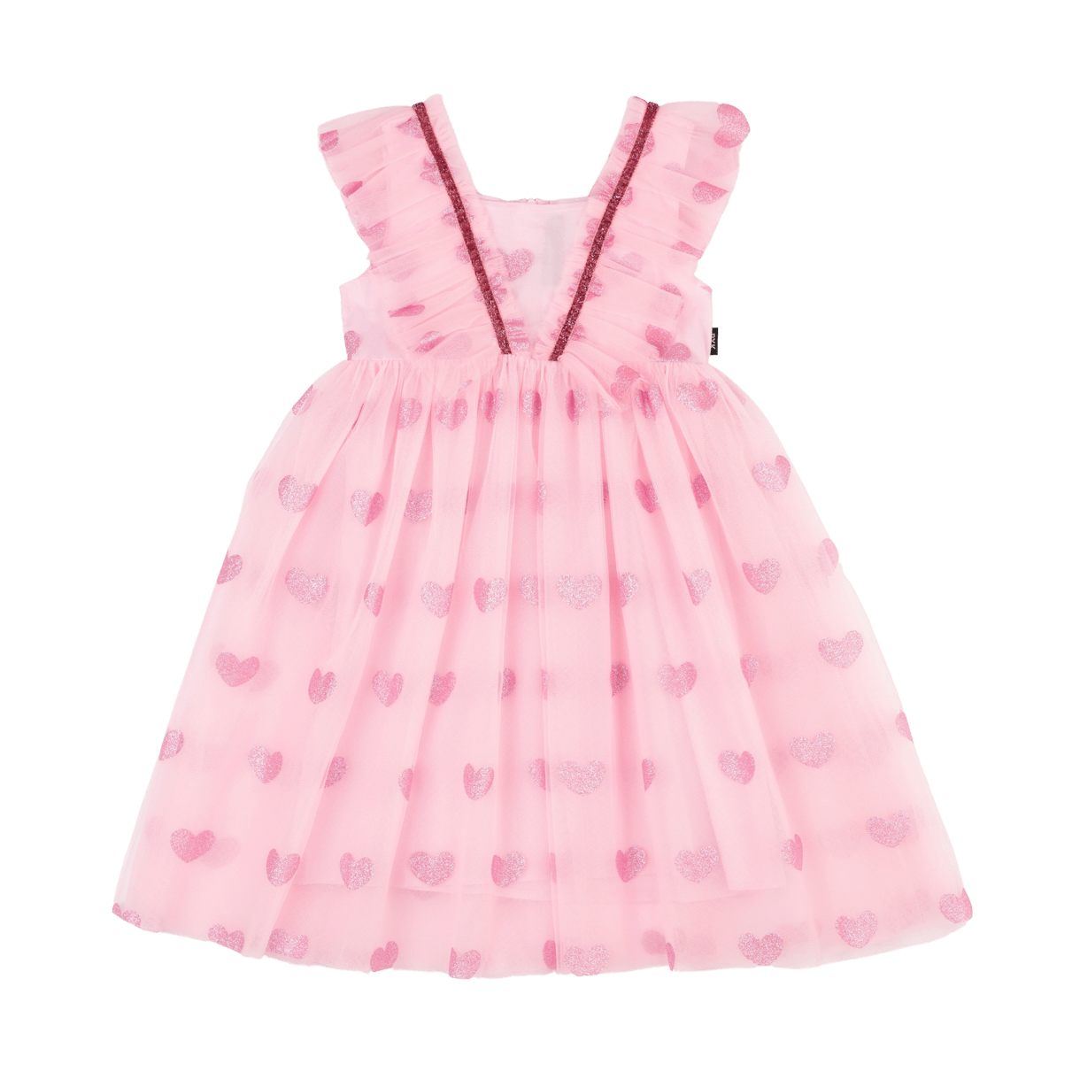 Rock Your Baby Pink Glitter Heart Tulle Dress in Pink