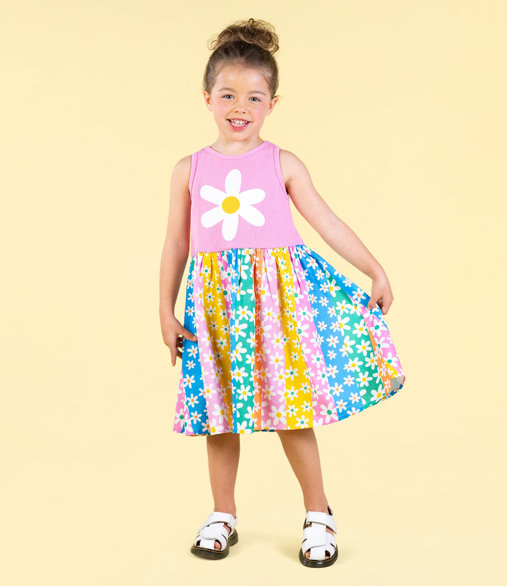 Rock Your Baby Floral Stripes Singlet Dress in Multi