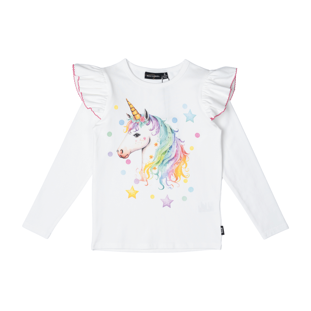 Rock your baby unicorn long sleeve Tee in cream