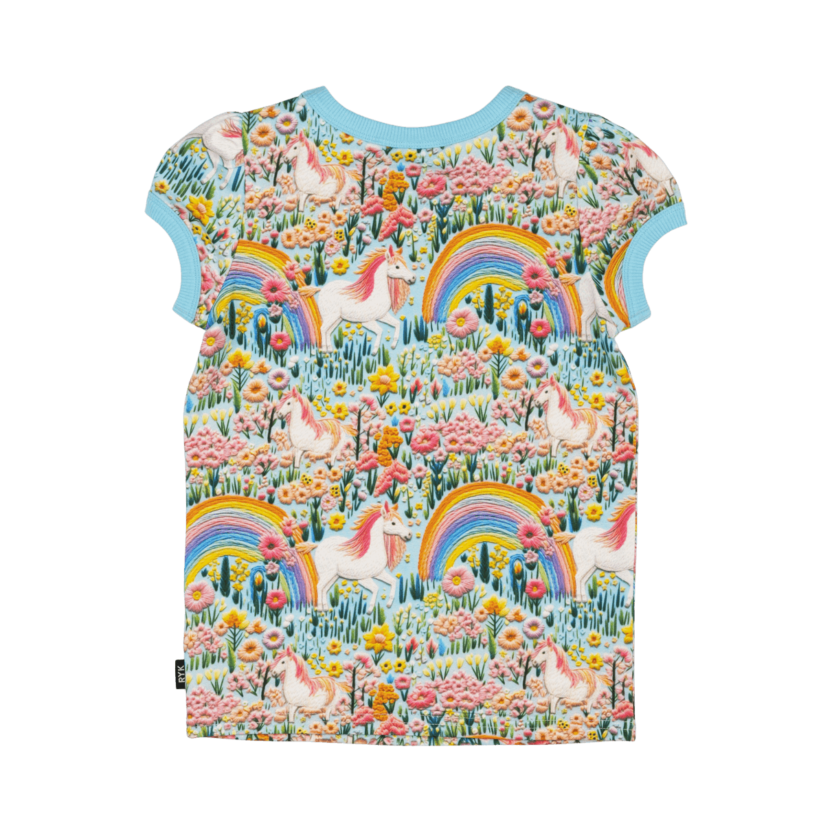 Rock Your Baby Embroidered Unicorns T-Shirt Blue in Multi