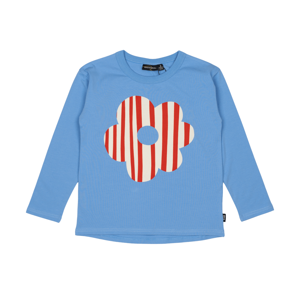 Rock your baby happy flower long sleeve Tee in blue