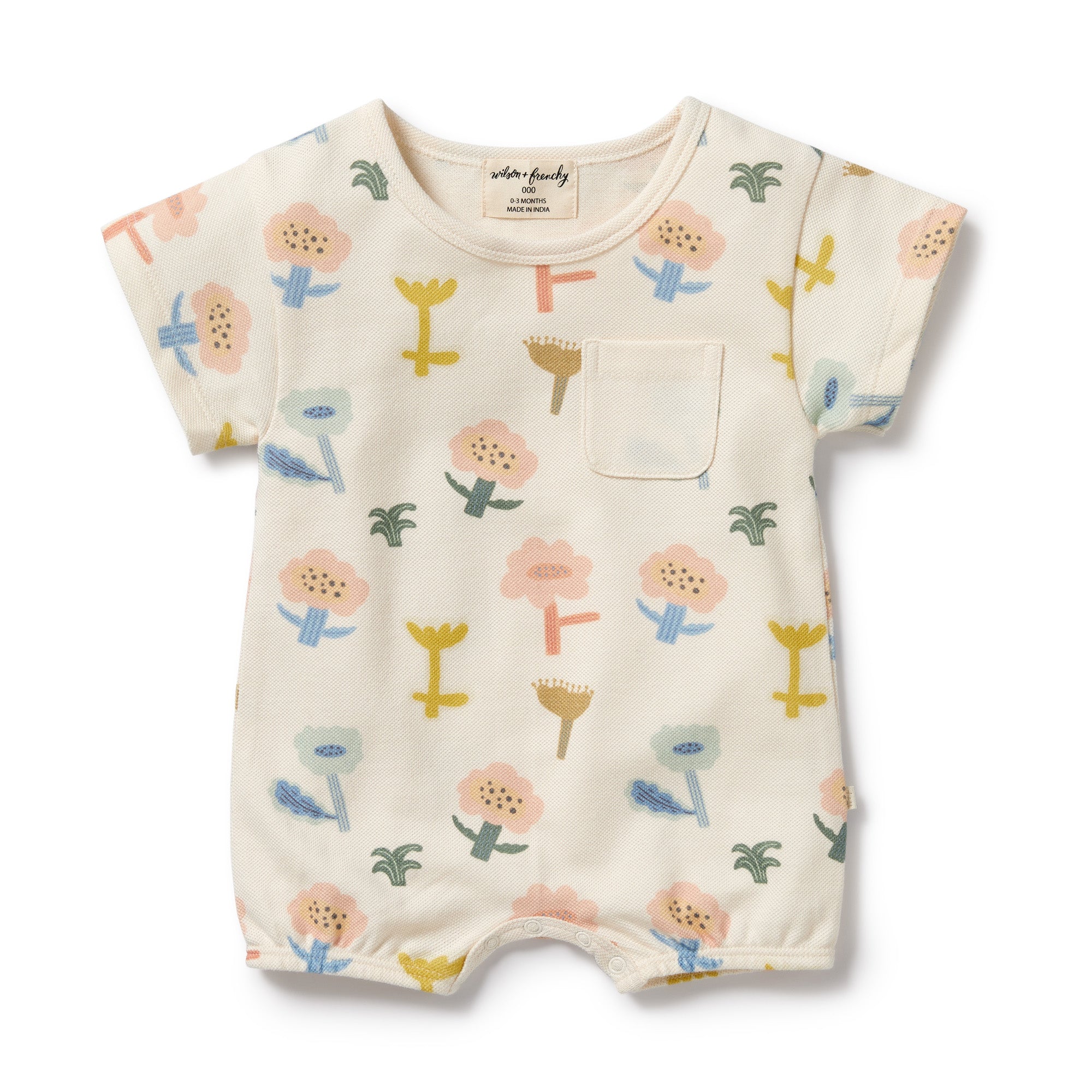 Wilson & Frenchy Cookie Cut Organic Cotton Growsuit in white