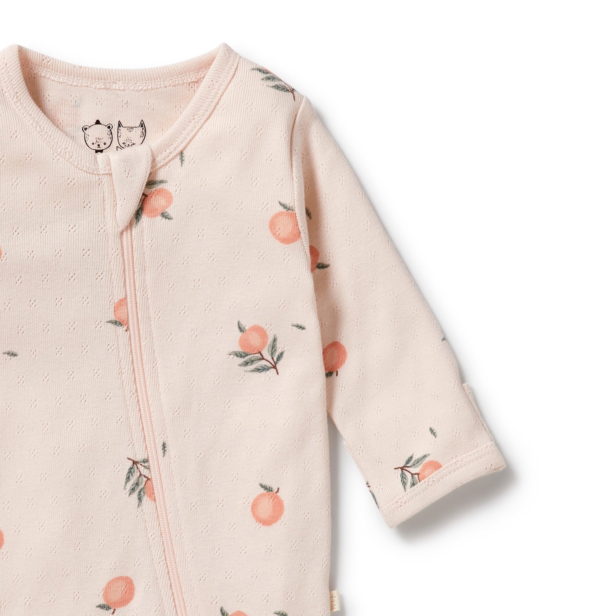 Wilson & Frenchy peaches Organic Cotton Pointelle Zipsuit in white