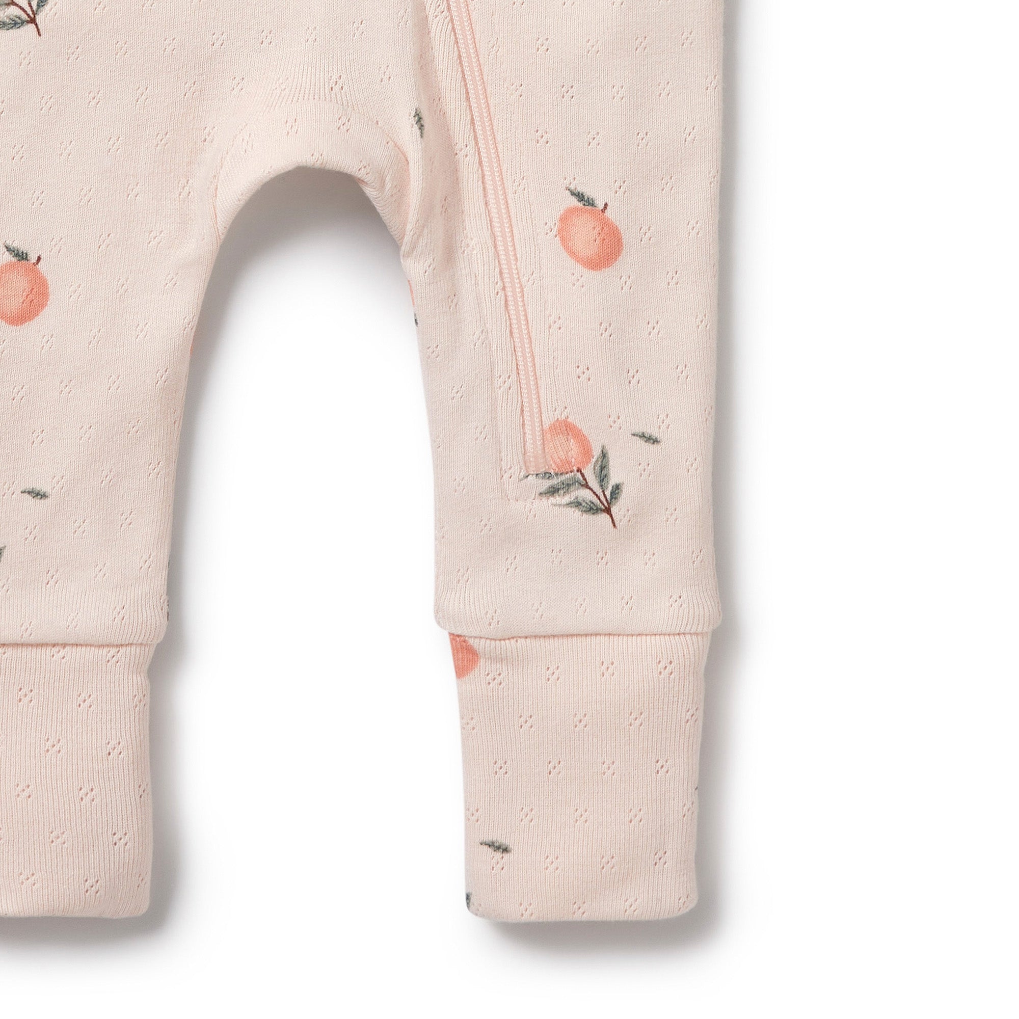 Wilson & Frenchy peaches Organic Cotton Pointelle Zipsuit in white