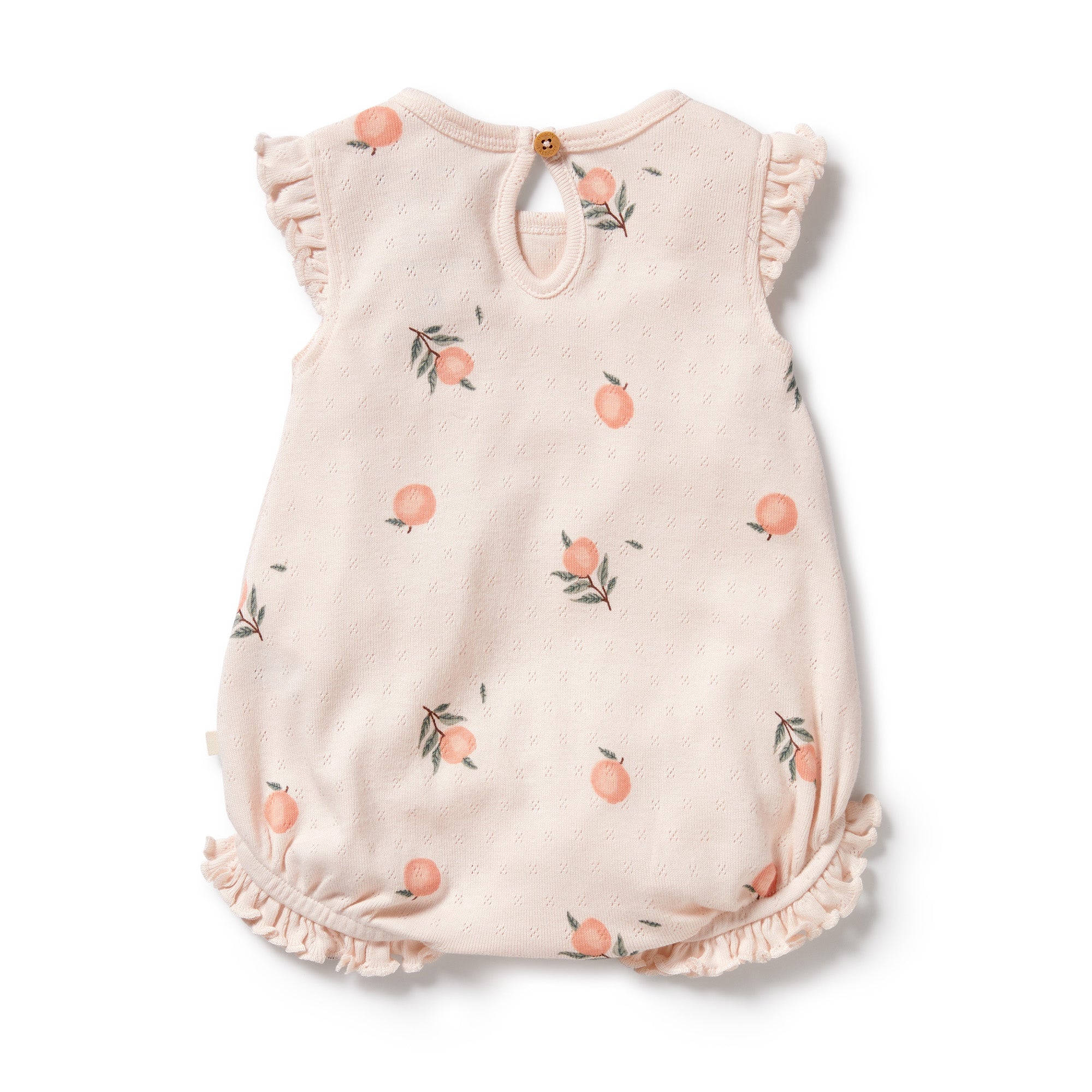 Wilson & Frenchy Peaches Organic Cotton Pointelle Ruffle Growsuit in white