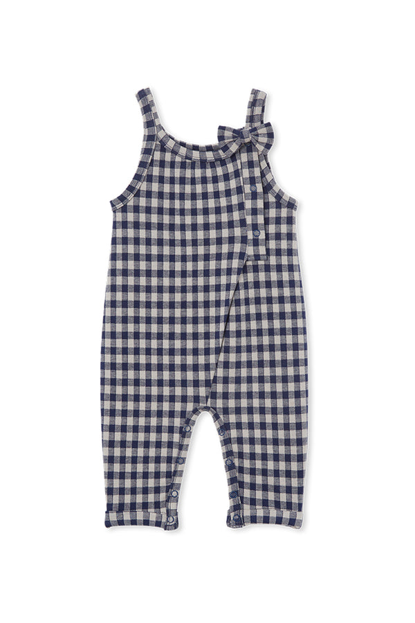 Milky Check Overall in Blue and White Check Multi