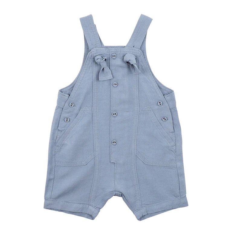 Bebe Emmett Blue linen shortalls in Dusty blue