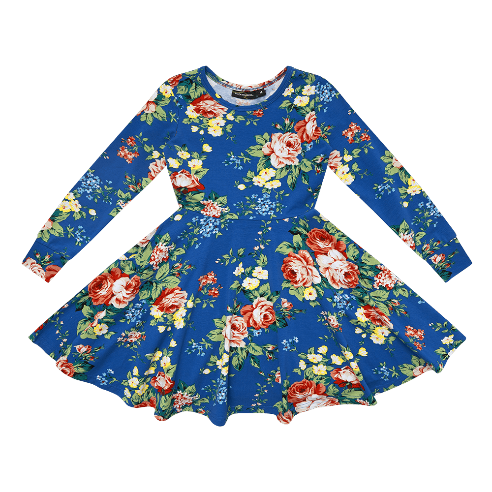 Rock Your Baby Eden Waisted Dress in blue floral
