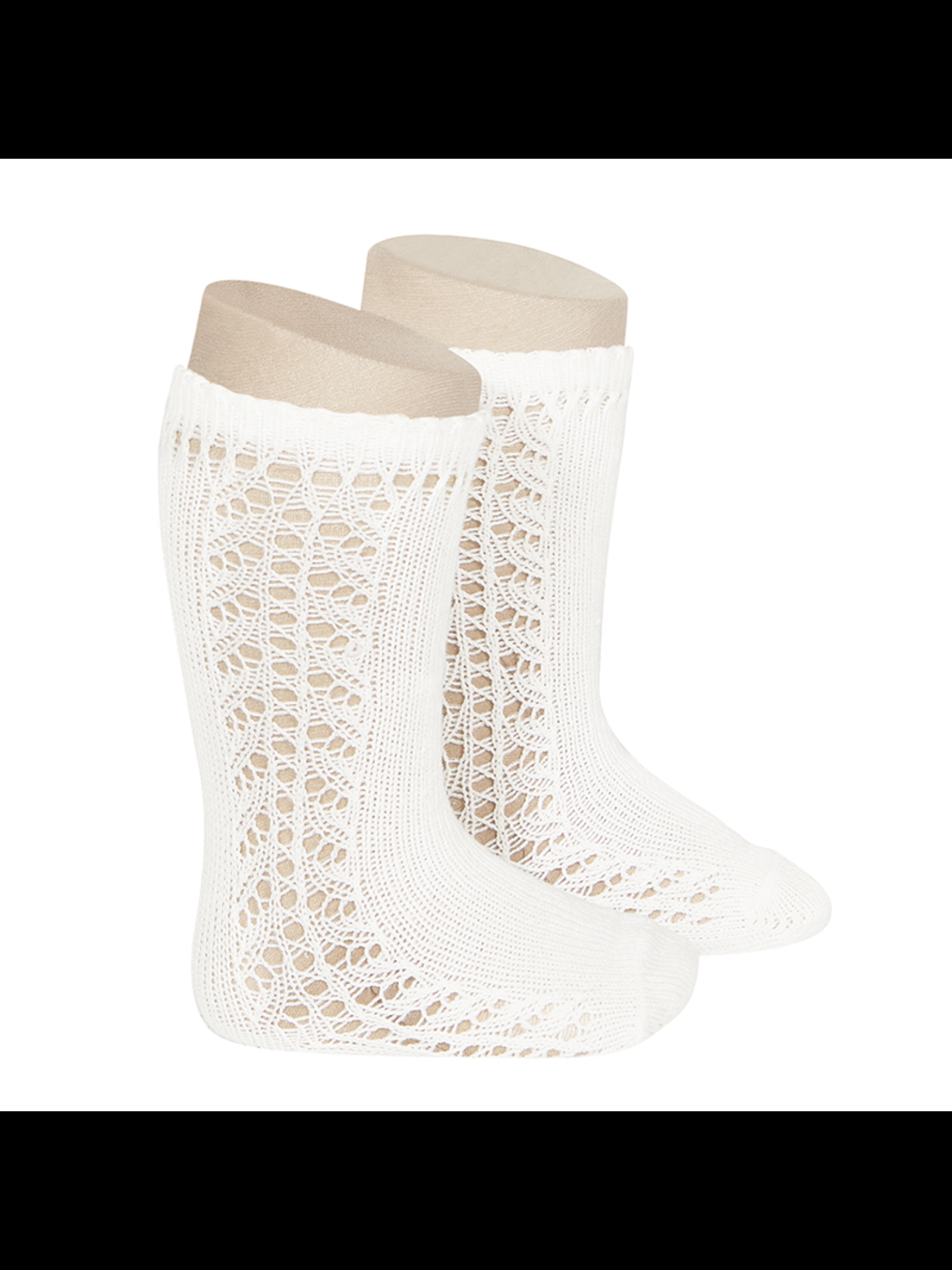 Condor side lacework childrens knee high socks - cream