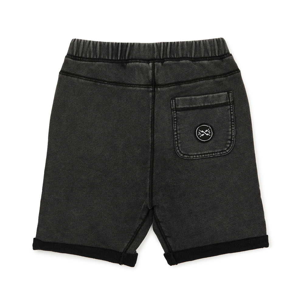 Alphabet Soup Chill Out Short Stonewash in Black