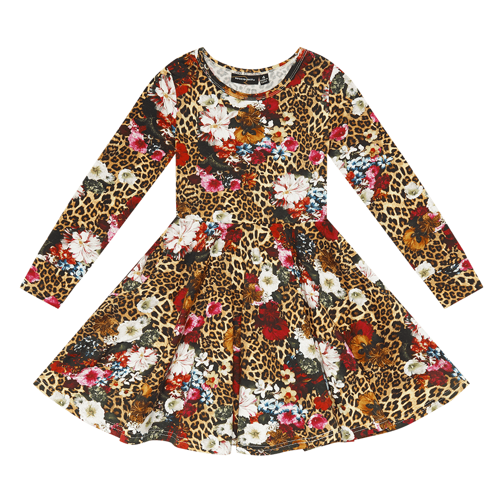 Rock Your Baby Leopard floral waisted dress in floral
