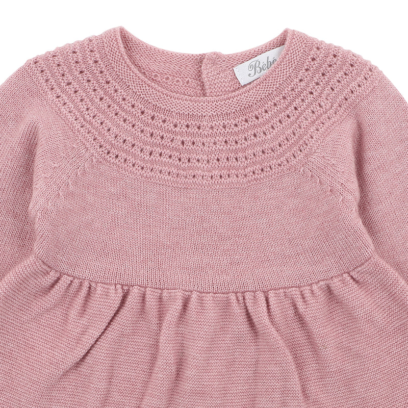 Bebe Ella knit dress in dusky pink