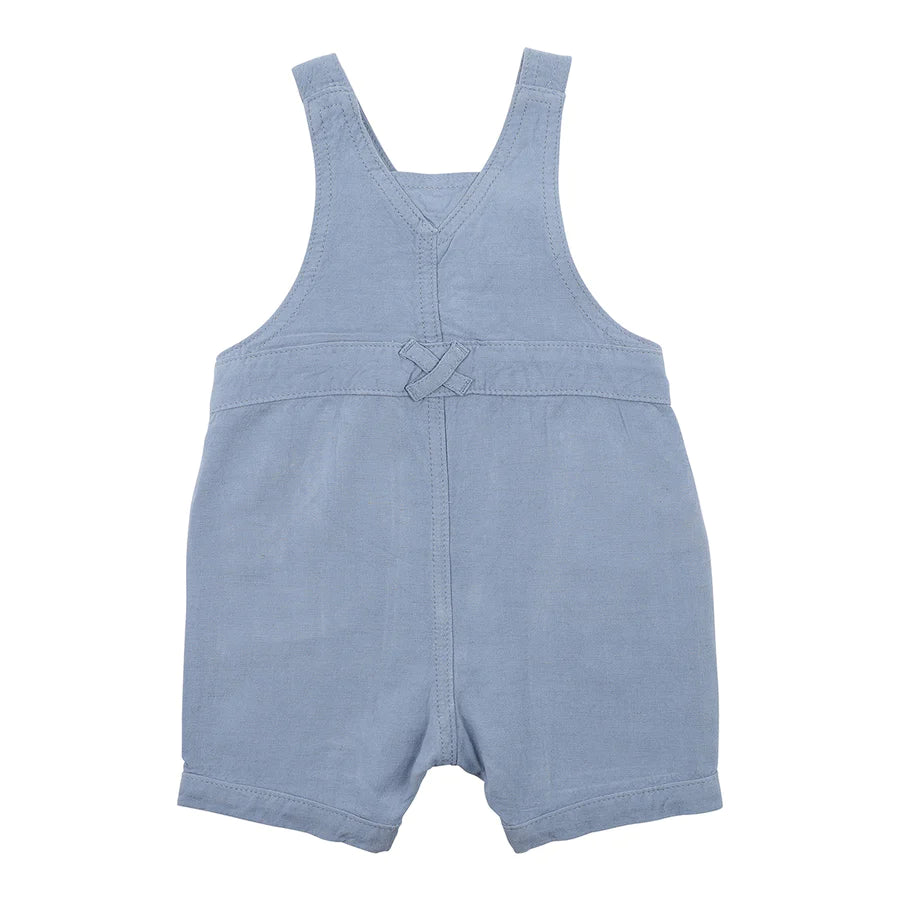 Bebe Emmett Blue linen shortalls in Dusty blue