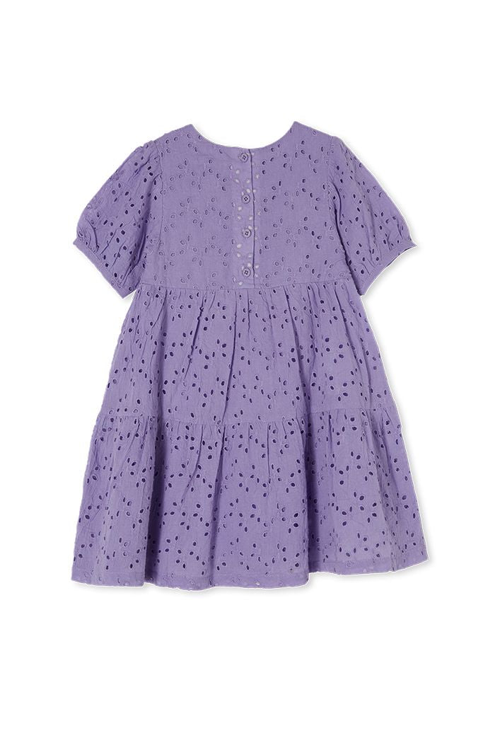 Milky broderie dress lilac in purple