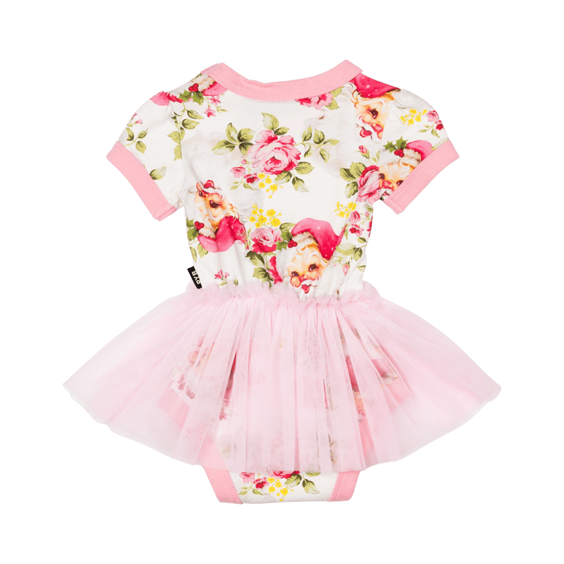 Rock your baby pretty Santa bodysuit in floral