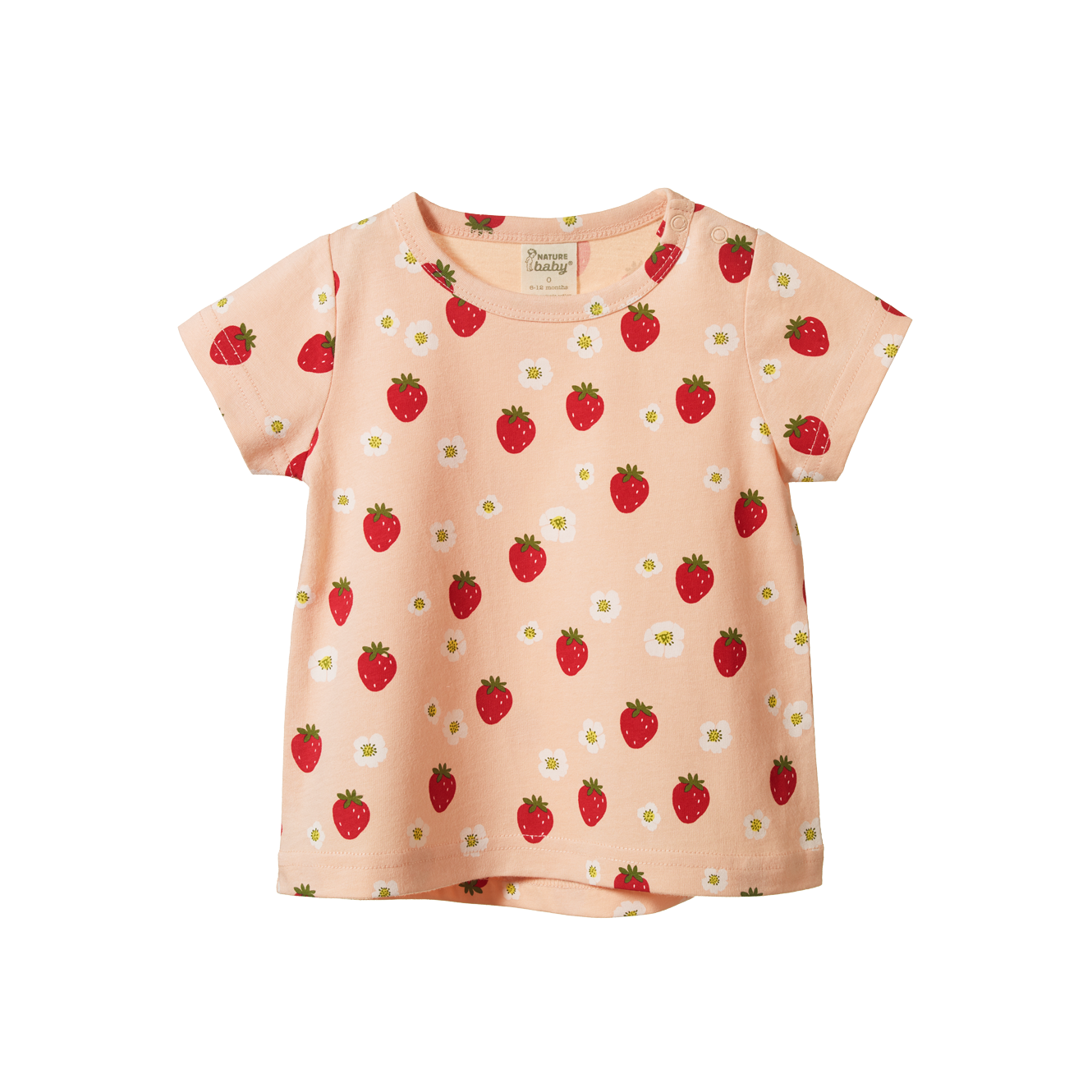 Nature Baby Josie tee strawberry fields peach print