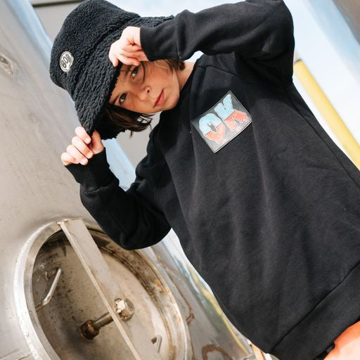 Band of Boys OK Gradient Fleece Raglan Crew in Black