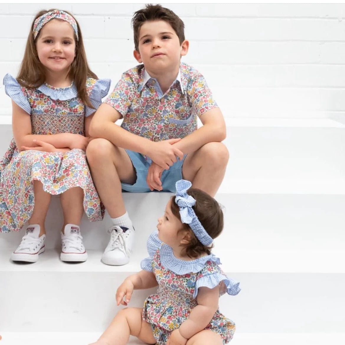 Smox Rox Maggie dress in white and blue floral