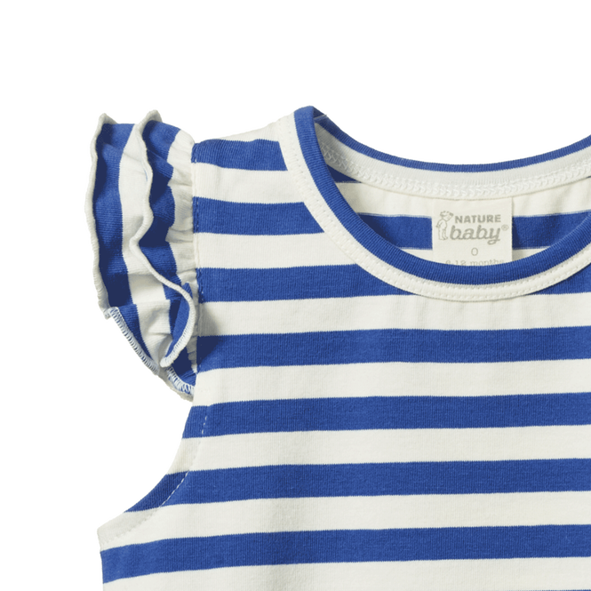 Nature Baby Fleur Tee Sea Stripe in Isle blue