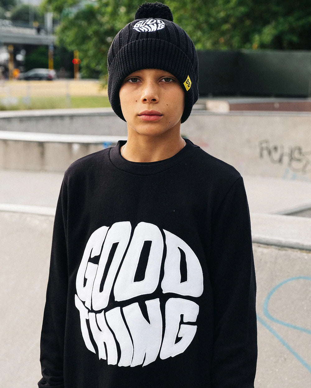 Band of Boys Bandits Good Thing Fleece Crew jumper in black