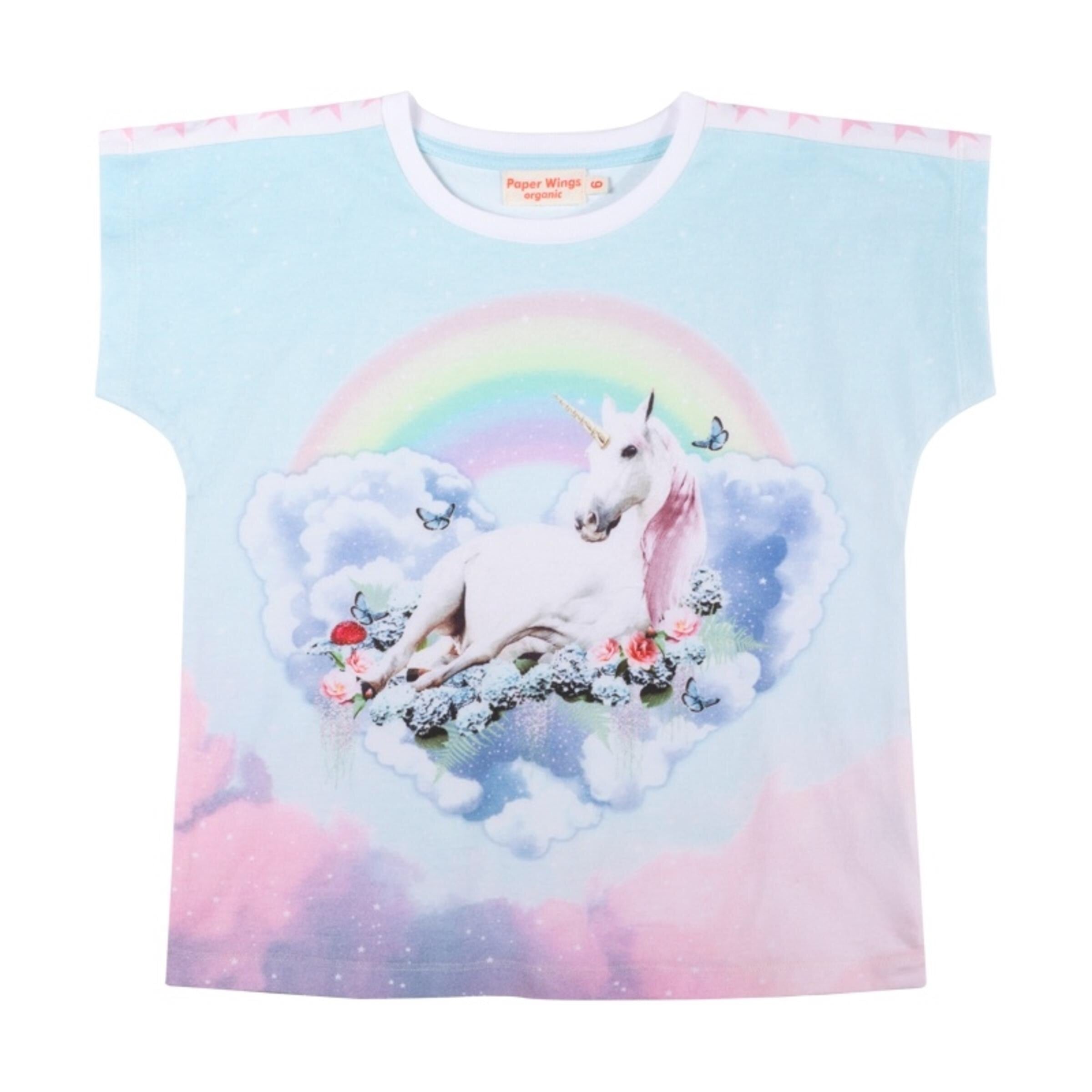 Paper Wings Simple T-Shirt Unicorn Clouds in multi colour
