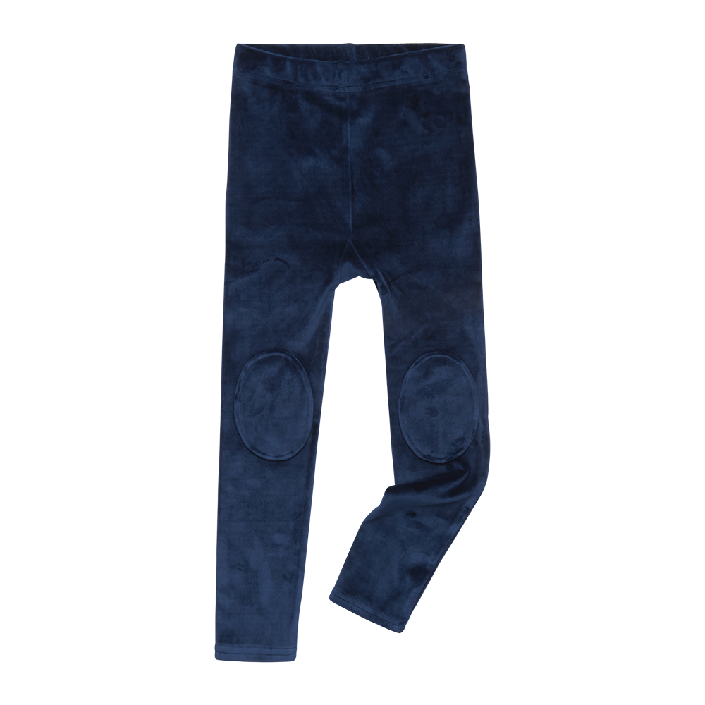 Rock Your Baby Velvet Knee Patch Leggings Navy