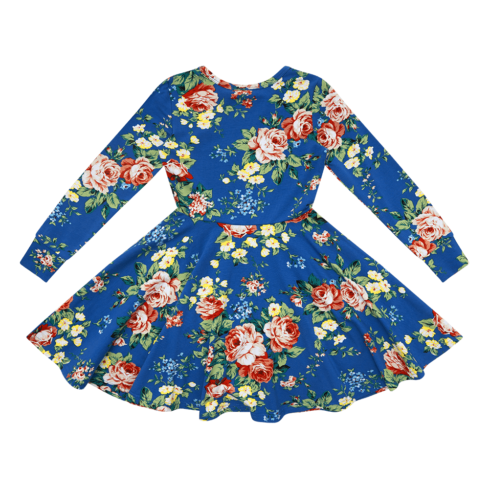 Rock Your Baby Eden Waisted Dress in blue floral