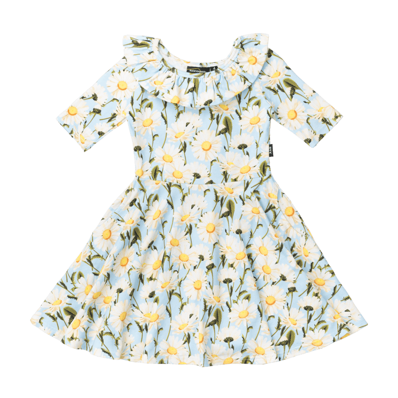 Rock Your Baby Daisy Chain Waisted Dress in Blue