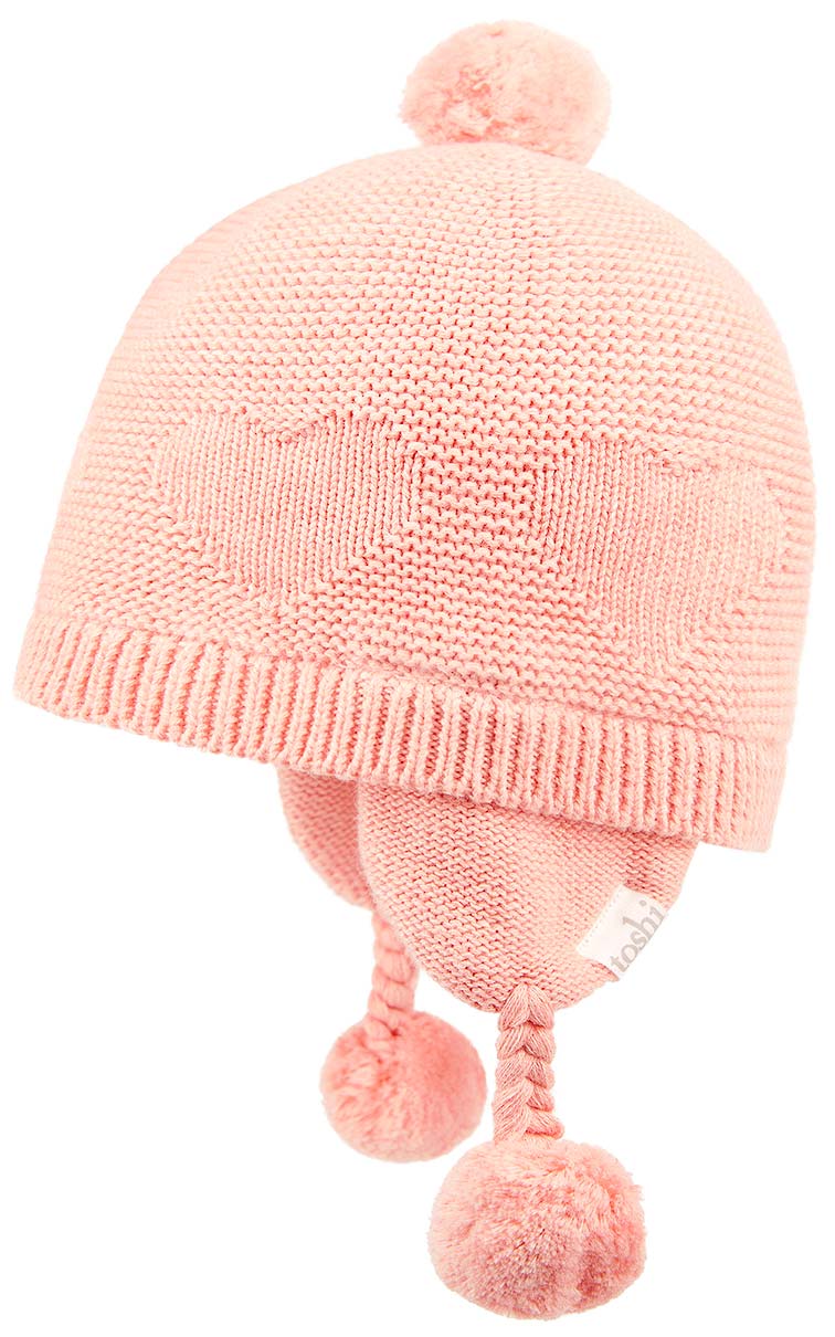 Toshi beanie organic earmuff fantasy hearts in pink