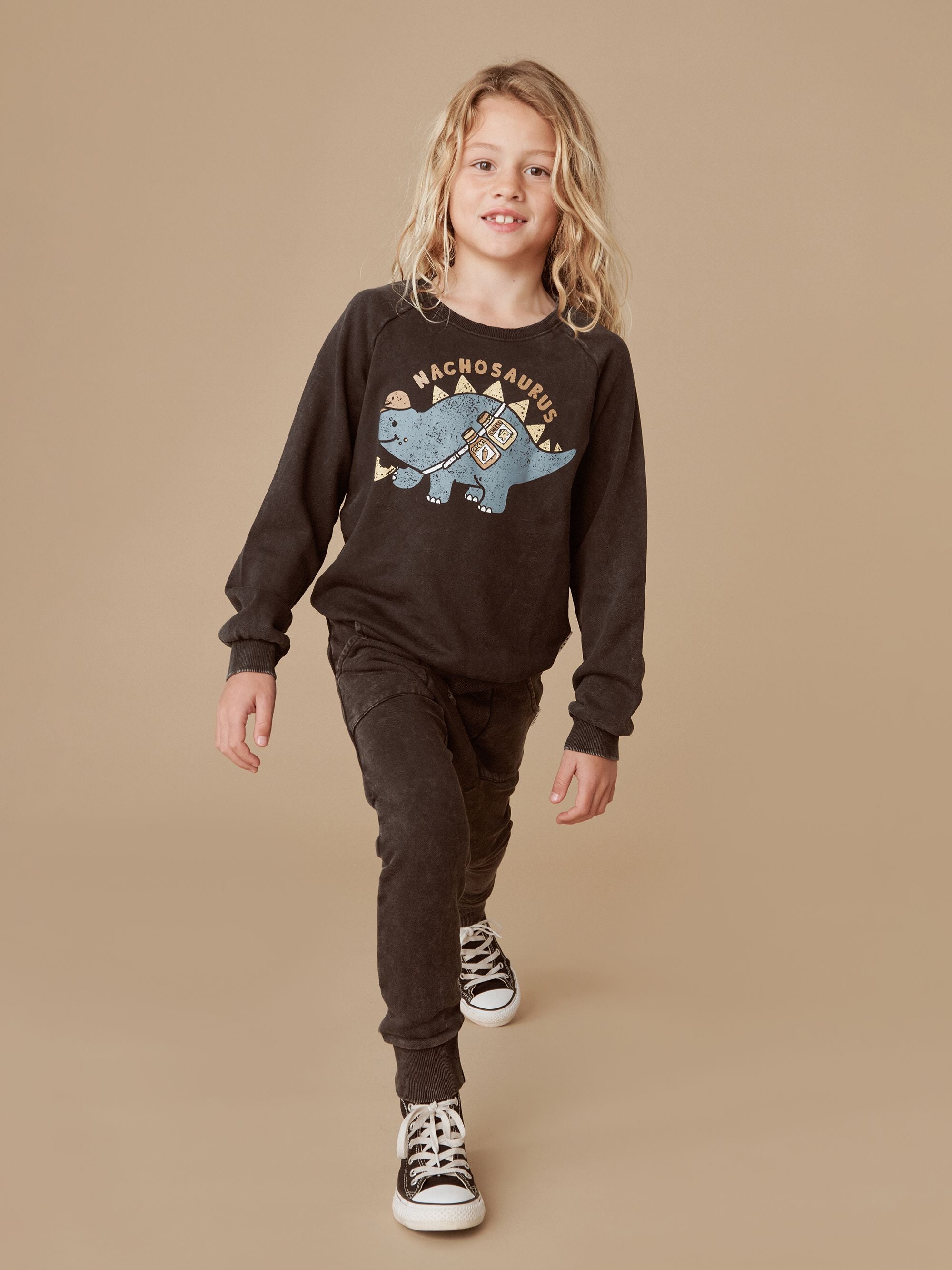 Huxbaby nachosaurus sweatshirt in vintage black