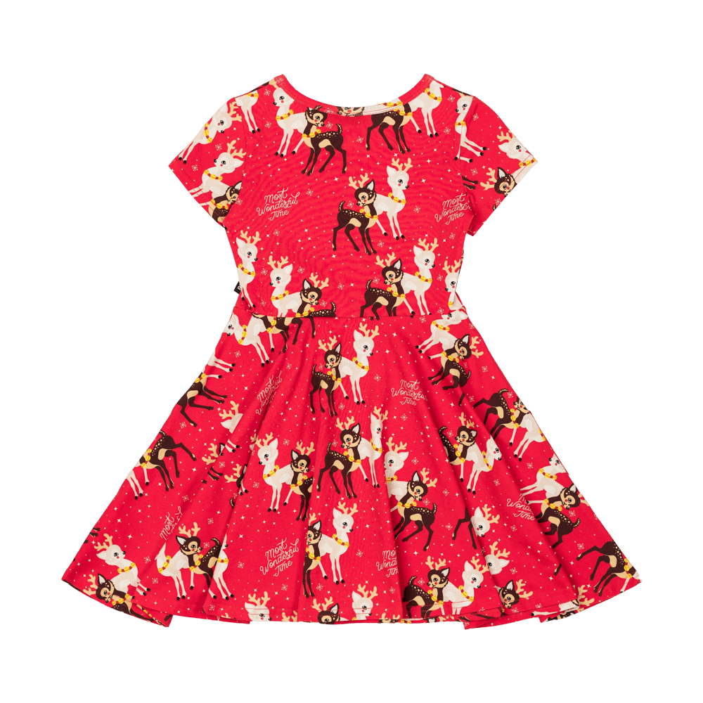 Rock Your Baby Comet and Cupid SS Waisted Dress in Red - Kid