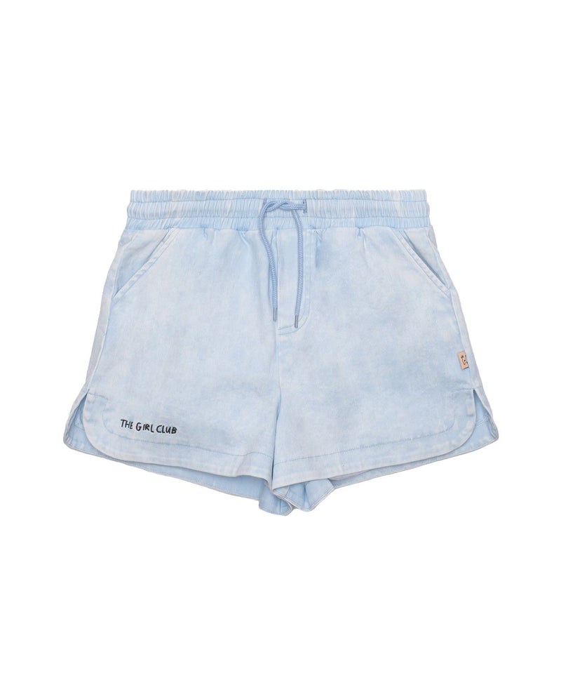 The girl club denim shorts in simple blue