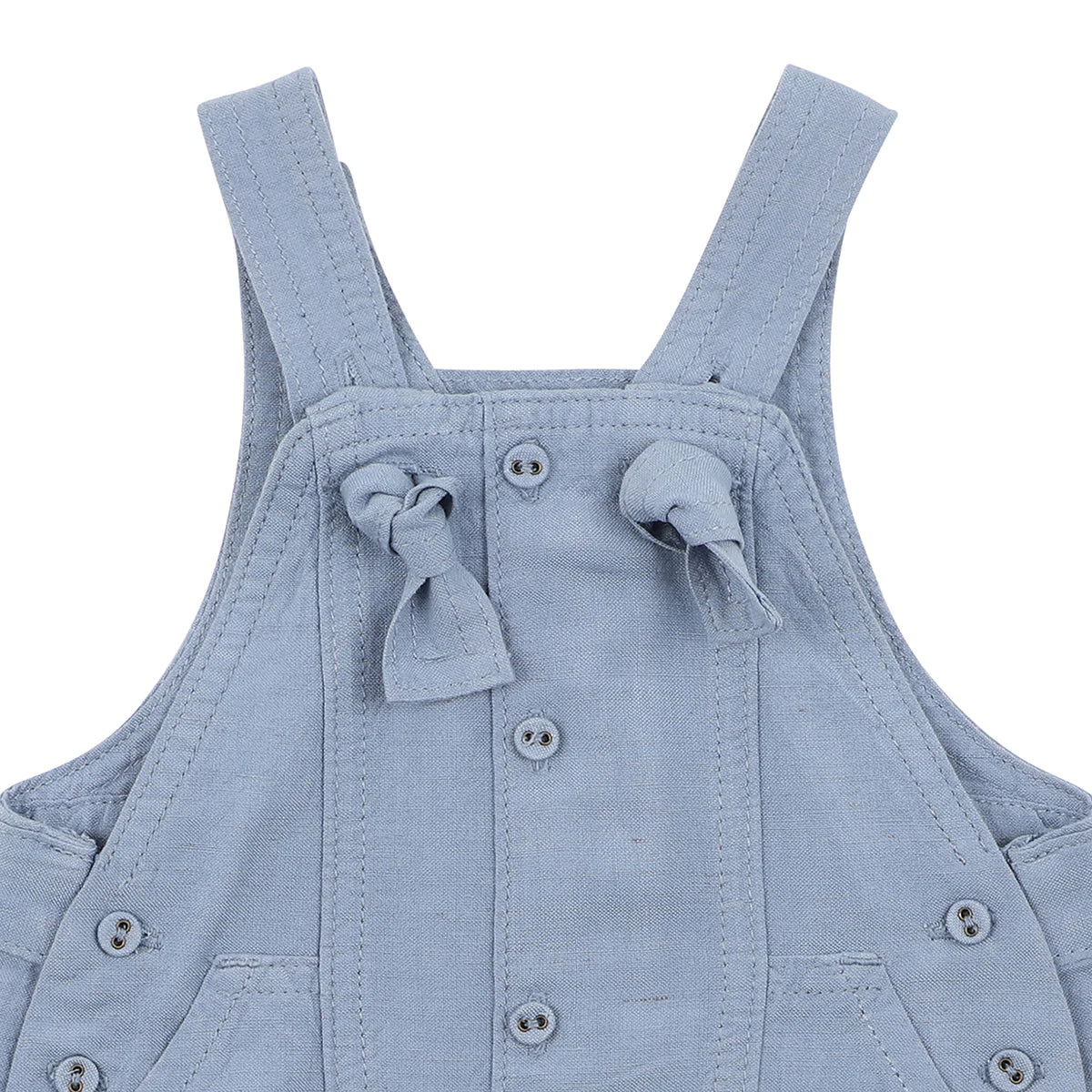 Bebe Emmett Blue linen shortalls in Dusty blue