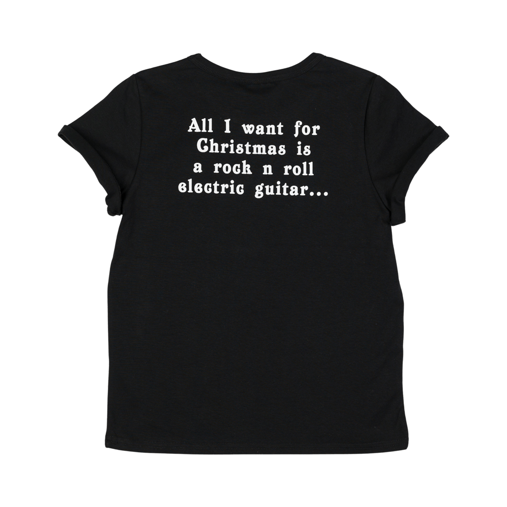 Rock your baby Christmas guitar lights tshirt in black Kids of Eltham