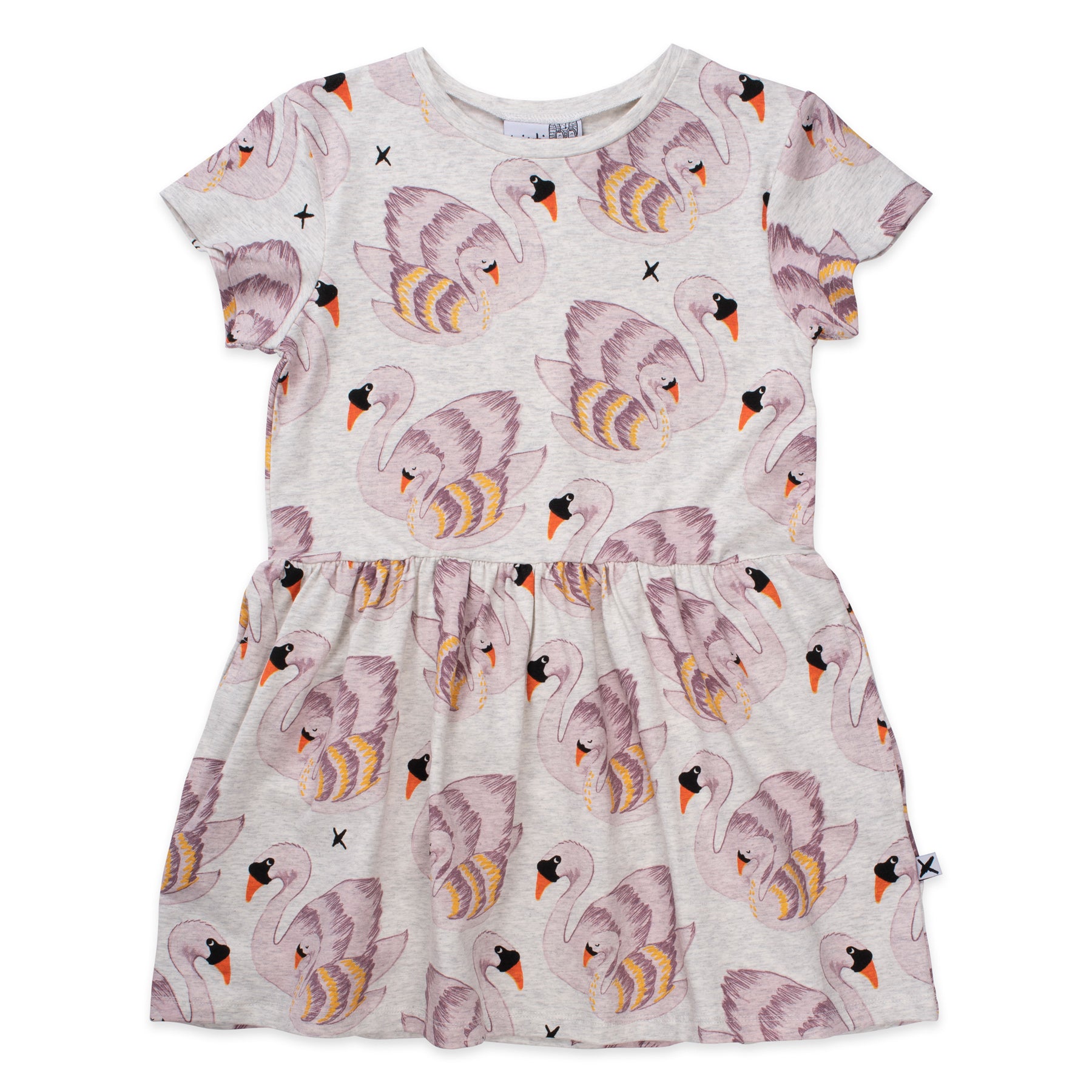 Minti swan love dress in white marle