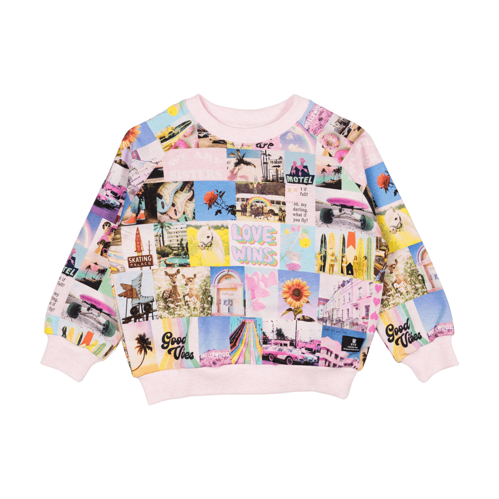 Rock your baby Pink Collage sweatshirt in multicolour