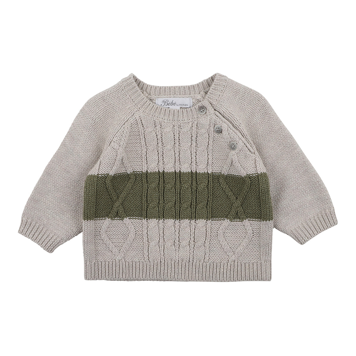 Bebe Tate stripe cable jumper in mushroom marle