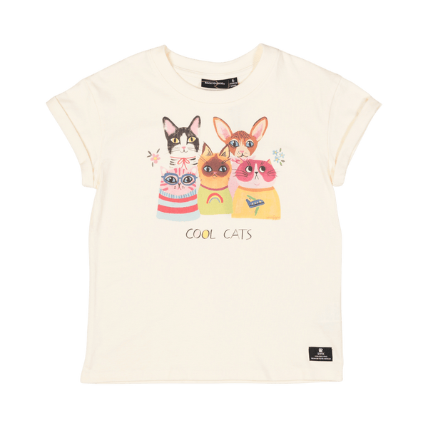 Rock your baby cool cats boxy fit t-shirt in cream