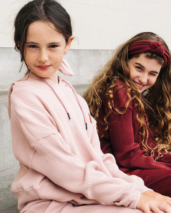GRLFRND The Girl Club Rib Cotton Rose Pink Crop Hood in pink