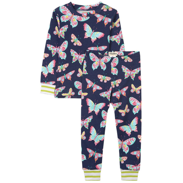 Hatley Delightful Butterflies organic cotton pyjamas  in blue